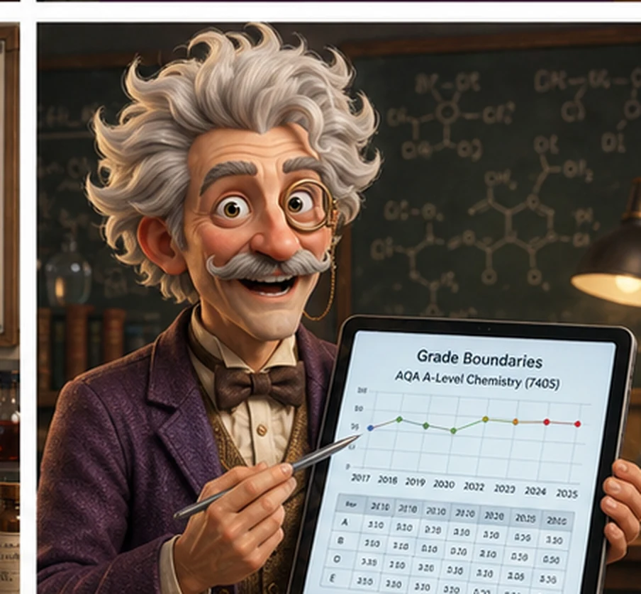 The chemistry professor reviewing grade-boundary charts